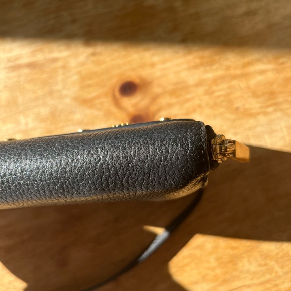 RARE Tory Burch black leather clutch/shoulder bag with gold tone logos and studs - Picture 5 of 11